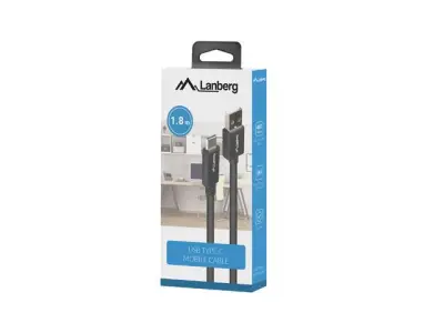 CABO LANBERG USB 2.0 TIPO-C MAC AM PARA SMARTPHONE E LAPTOP COM CARREGAMENTO RÁPIDO DE 18M