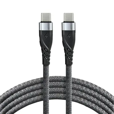 CABO USB-C EVERACTIVE PARA CELULAR, LAPTOP E TABLET, 200 CM, CARREGAMENTO RÁPIDO DE 60 W.
