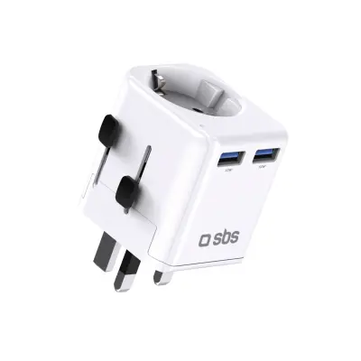 SBS 2XUSB-A POTOVALNI ADAPTER ZA EVROPSKO POLNJENJE UNIVERZALNO NAPAJALNIK