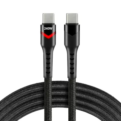 CABO EVERACTIVE USB-C PARA USB-C DE 2 M E 240 W COM LED RGB PARA CARREGAMENTO E TRANSFERÊNCIA.