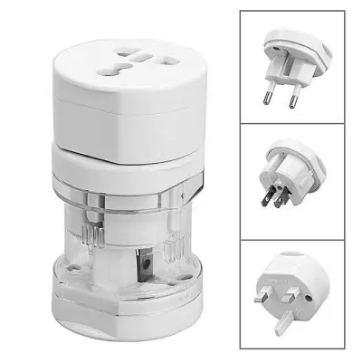 ADAPTADOR DE VIAGEM AKYGA AC AK-AD-61 PARA EUROPA, EUA, ÁSIA E AUSTRÁLIA, BRANCO.