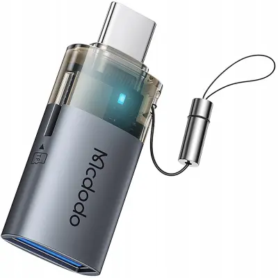 MCDODO USB-A NA USB-C ADAPTER 512GB BRALNIK TF KARTIC OTG LED