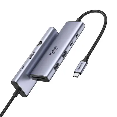 UGREEN HUB USB-C 3X USB HDMI VGA RJ45 SD/TF PD 100W ZA IPHONE