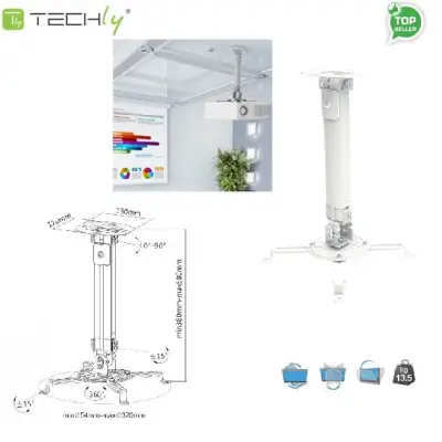 BRAÇO DE PROJETOR DE TETO TECHLY 38-58 CM 13,5 KG PARA PROJETORES DE TETO