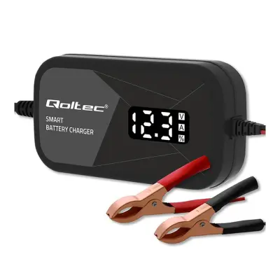CARREGADOR INTELIGENTE QOLTEC PARA BATERIAS DE GEL AGM 12V 2A COM VISOR LCD