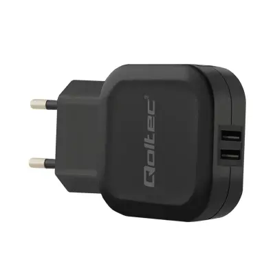 CARREGADOR DE PAREDE QOLTEC PARA SMARTPHONE, 12W 5V, 2XUSB.