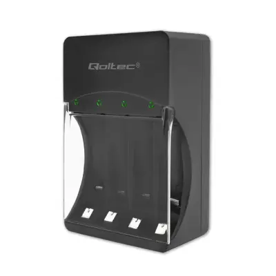 CARREGADOR DE BATERIAS QOLTEC AAA AA R03 R6 NI MH PARA CASA E ESCRITÓRIO, CARREGAMENTO RÁPIDO.