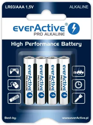 PILHAS EVERACTIVE AAA LR03 PARA BRINQUEDOS, CONTROLES REMOTOS E LANTERNAS, PACOTE COM 4 UNIDADES