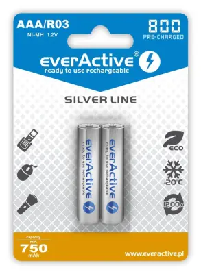 PILHAS RECARREGÁVEIS ​​EVERACTIVE AAA R03 PARA CÂMERA 800 MAH