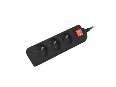 CABO DE EXTENSÃO ELÉTRICA LANBERG PARA 3 TOMADAS DE 230V, 3M, COM INTERRUPTOR.