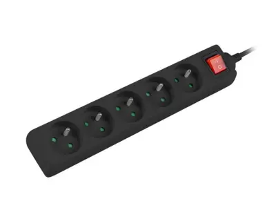 EXTENSÃO ELÉTRICA LANBERG DE 1,5 M COM 5 TOMADAS DE 230 V E INTERRUPTOR PARA COMPUTADOR E TV.