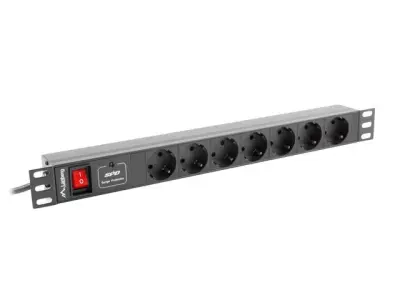 RÉGUA DE ENERGIA LANBERG PDU PARA RACK 1U 16A COM 7 TOMADAS SCHUKO, 2 M, PRETA