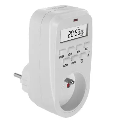 INTERRUPTOR TEMPORIZADOR DIGITAL GREENBLUE PARA INSTALAÇÃO RESIDENCIAL, CORRENTE MÁXIMA DE 16A, IP20.