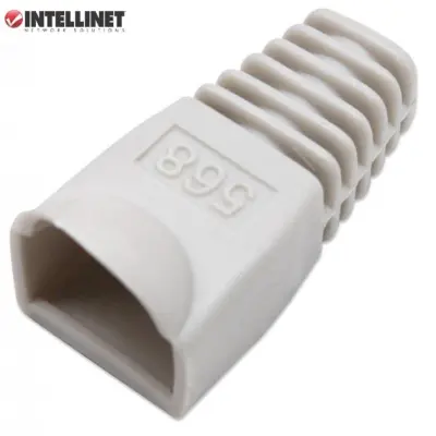 CAPA PROTETORA PARA CABO RJ45 INTELLINET, PARA CONECTOR RJ45, PACOTE COM 10 UNIDADES, CINZA, ANTIDERRAPANTE.