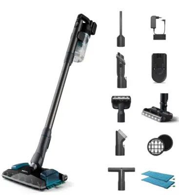 Brezžični sesalnik s funkcijo pomivanja PHILIPS XC8157/01 Peacock blue