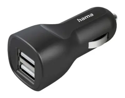 HAMA avtomobilski polnilnik 2xUSB-A črne barve 201636