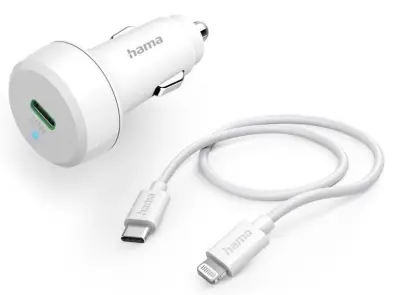 Avtomobilski polnilnik HAMA PD/Qualcomm 20W + kabel Type-C - Lightning