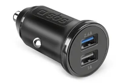 Avtomobilski polnilnik SBS 2xUSB/2.4A črne barve TECR2USB24AFAST