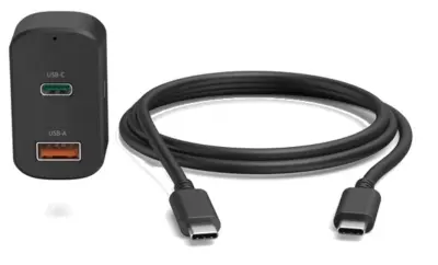 HAMA avtomobilski polnilnik 65W USB-C + USB-A 200018 črne barve