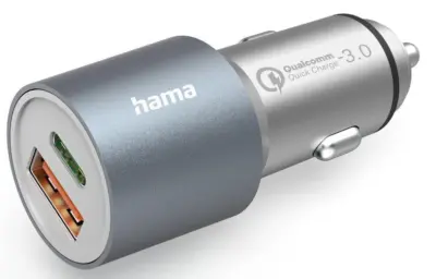 HAMA Power Delivery (PD) avtomobilski polnilnik Qualcomm USB-C 1x QC USB-A 38W