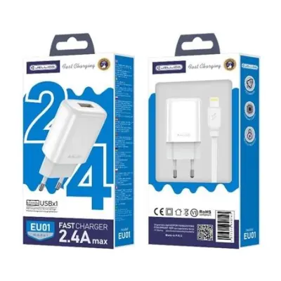 JELLICO 12W 1XUSB STENSKI POLNILEC ZA IPHONE 11 12 13 14 S KABLOM