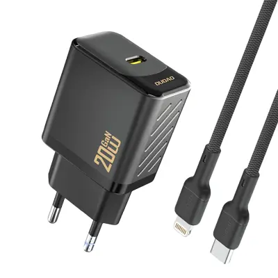 DUDAO PD 20W GAN STENSKI POLNILEC ZA TELEFONE Z USB-C LIGHTNING KABLOM