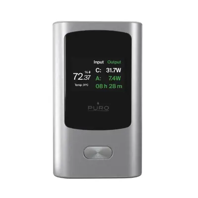 PURO POWERBANK 45W 10000MAH USB-A USB-C ZA PAMETNE TELEFONE Z ZASLONOM SIVA