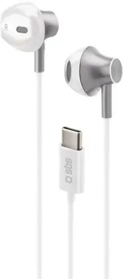 SBS žične kovinske slušalke z USB priključkom tipa C, bele barve