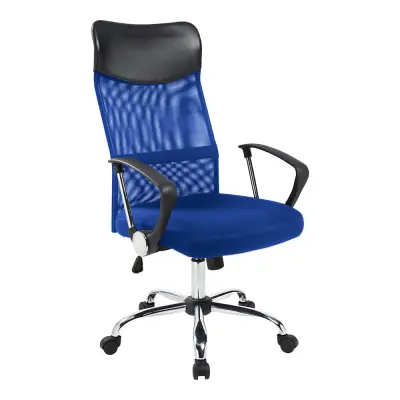 Ergonomska pisarniška stolica z visokim naslonjalom - nastavljiva višina in nagibni mehanizem - modra