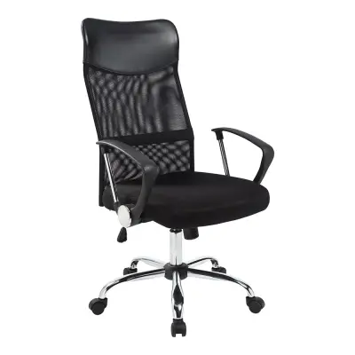 Ergonomski pisarniški stol z visokim naslonjalom - nastavljiva višina in nagibni mehanizem - črn