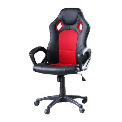 Ergonomska igralna stolica z nastavljivo višino in oblazinjenim naslonjalom - Rdeča