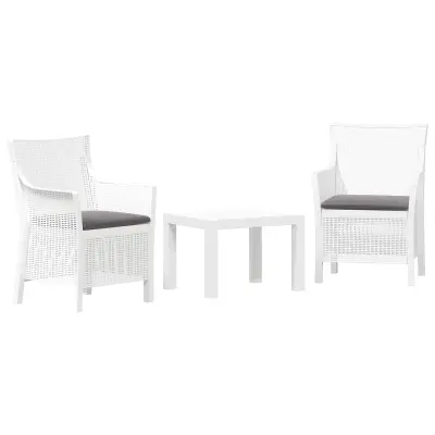 vidaXL Sedežna garnitura z blazino 3 pcs Bela PP