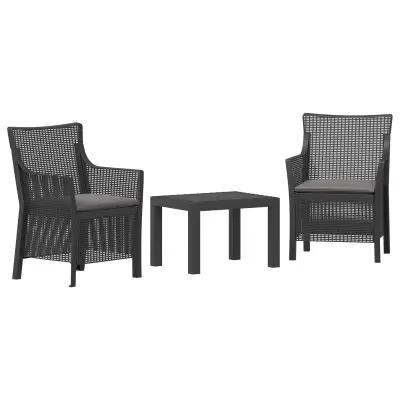 vidaXL Sedežna garnitura z blazino 3 pcs Antracit PP