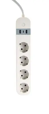 Gambird TSL-PS-S4U-01-W pametni podaljšek z USB A/C polnilnikom, 4 vtičnice, bel