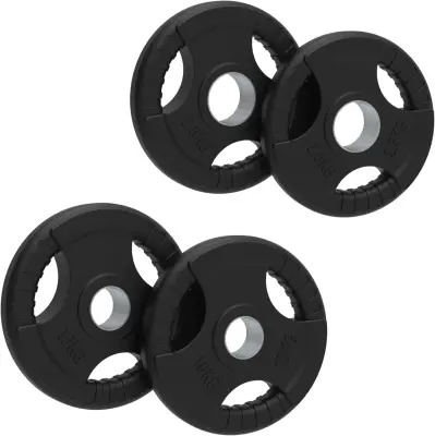 Olimpijske gumijaste uteži Tri-Grip, črne, pari, kompleti, 25 kg