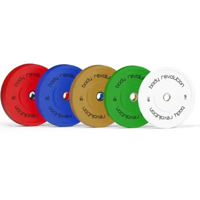 Body Revolution olimpijske uteži za odbijače, barvne, 30 kg, SET, 2 x 5 kg, 2 x 10 kg
