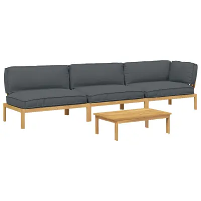 vidaXL Kavčna garnitura z blazino 4 pcs Antracit Masiven les akacije
