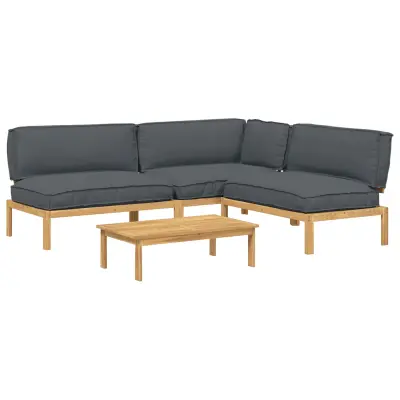 vidaXL Kavčna garnitura z blazino 4 pcs Antracit Masiven les akacije