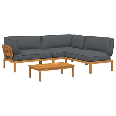 vidaXL Kavčna garnitura z blazino 4 pcs Antracit Masiven les akacije