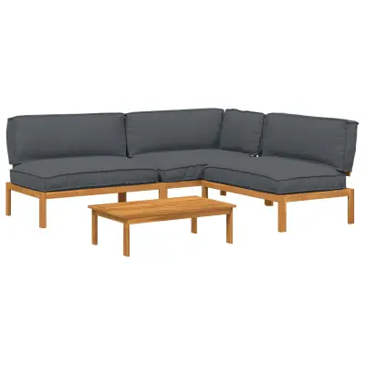 vidaXL Kavčna garnitura z blazino 4 pcs Antracit Masiven les akacije