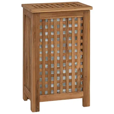 vidaXL Košara za pranje Naravna 35 x 25 x 60 cm Trden tikov les