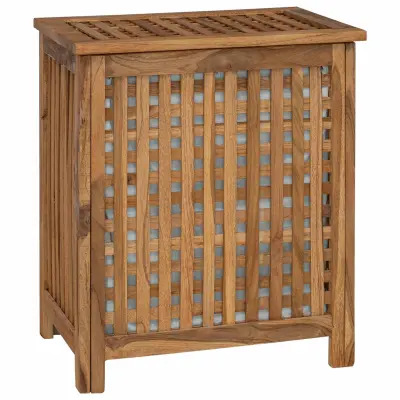 vidaXL Košara za pranje Naravna 50 x 35 x 60 cm Trden tikov les