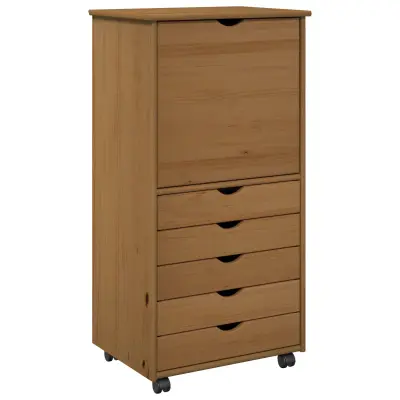 vidaXL Gležnji kabinet s kolesom Medeno rjava 53 x 39 x 103 cm