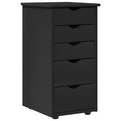 vidaXL Za omarice Črna 34 x 39 x 61,5 cm Masivno borovo les