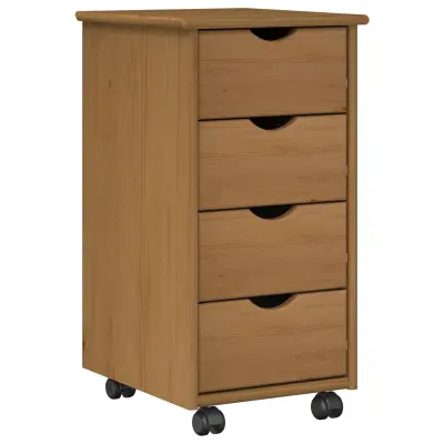 vidaXL Gležnji kabinet s kolesom Medeno rjava 34 x 39 x 65,5 cm