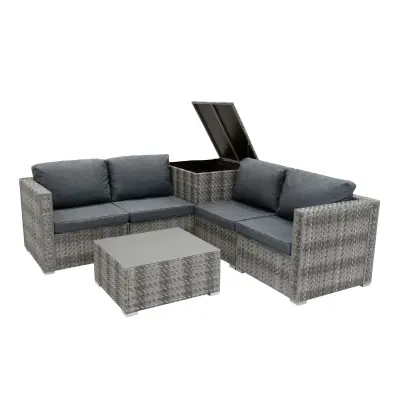 Modularni 6-delni komplet pohištva iz ratana – siv