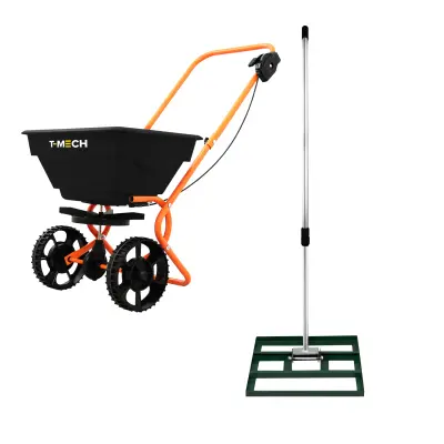 Rotacijski trosilnik in ravnalnik trate 50 cm - zelen