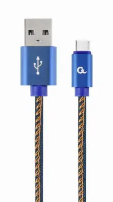 CC-USB2J-AMCM-1M-BL Premium jeans (denim) Type-C USB kabel s kovinskimi konektorji 1m modra