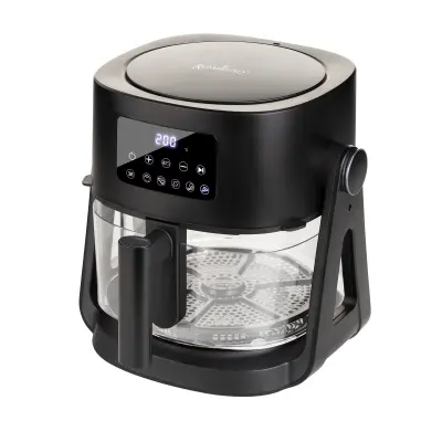Obračljiv stekleni cvrtnik na vroč zrak 3-v-1 Rosmarino Airfryer Rotate&Grill 360° – 4,5 L + 2,5 L