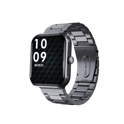 Smartwatch Compatible With Joeme Fit - Black Anodized Aluminum With Stainless Steel Strap